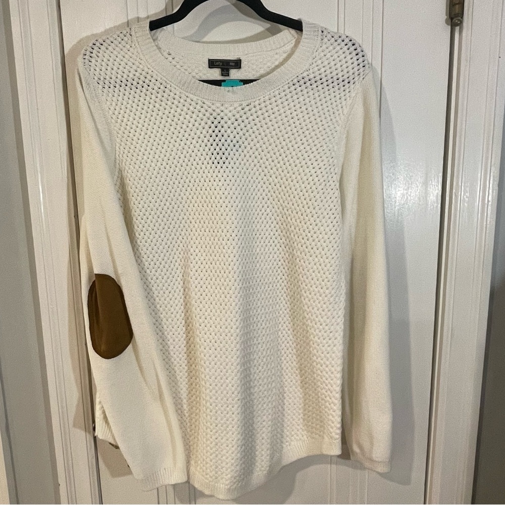 LETY & ME Josey Elbow Patch Sweater, size Large, NWT